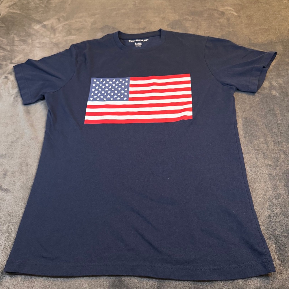 Fourcast American Flag Graphic T-Shirt Navy‎ Blue Cotton Tee Mens Size Large